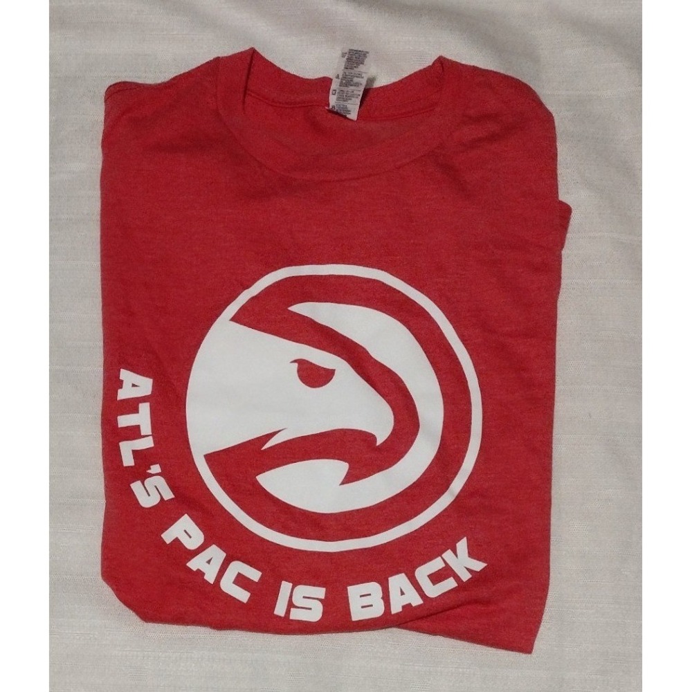 Atlanta Hawks Basketball T-Shirt Men's Large Red White "ATL's PAC Is Back"